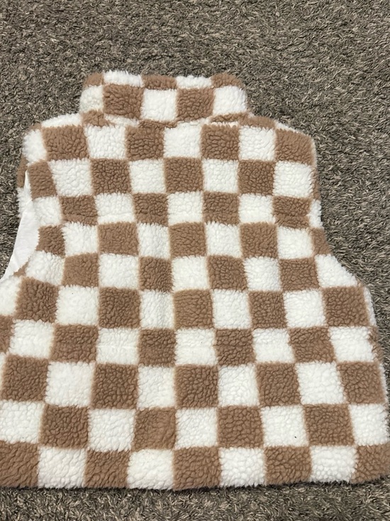 Wild Rose Jackets & Blazers - Wild Rose Checkerboard Sherpa Vest in Cream and Brown
